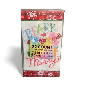 Care Bears Festive Paper Napkins - Red and White Beary Xmas